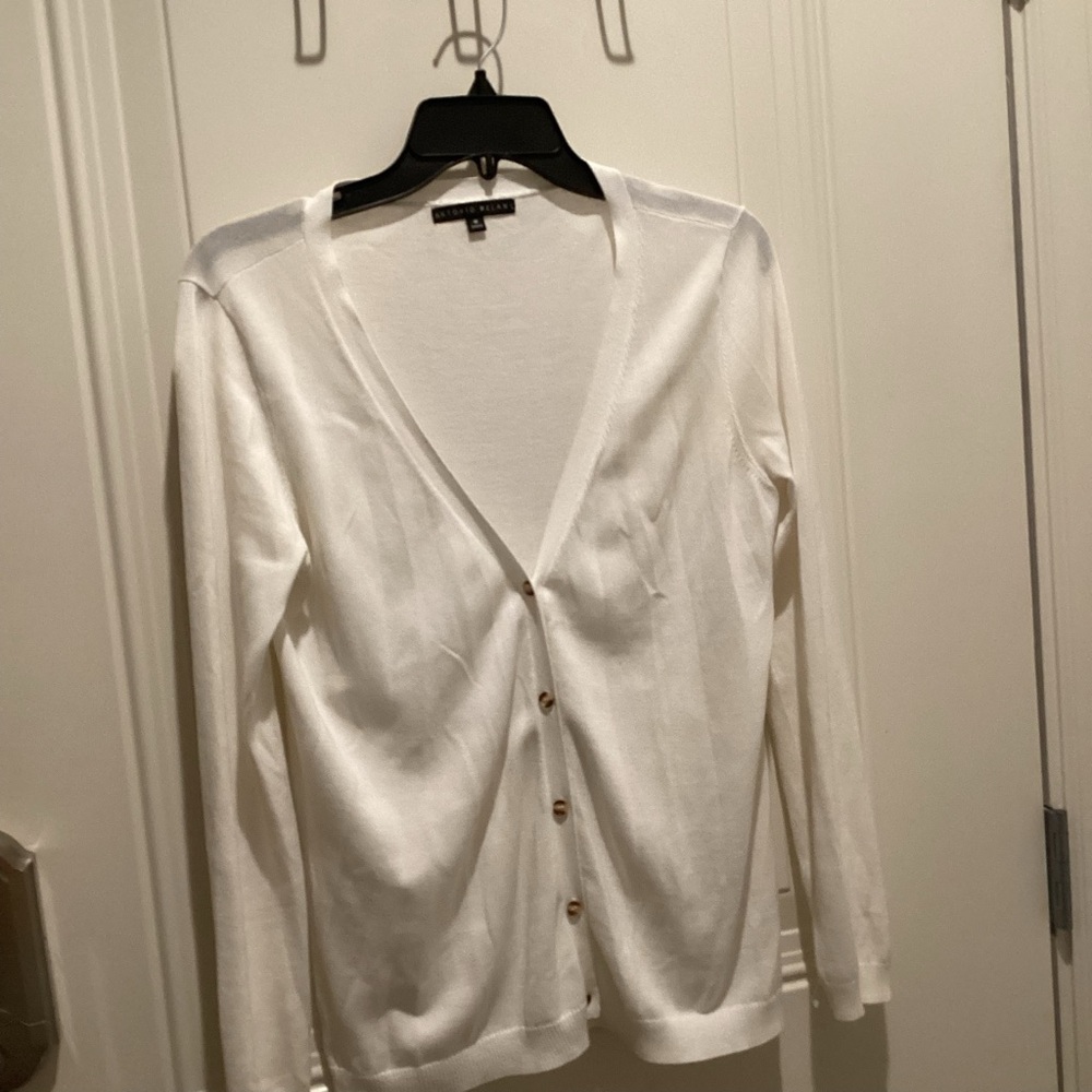 ANTONIO MELANI White V-Neck Button Cardigan